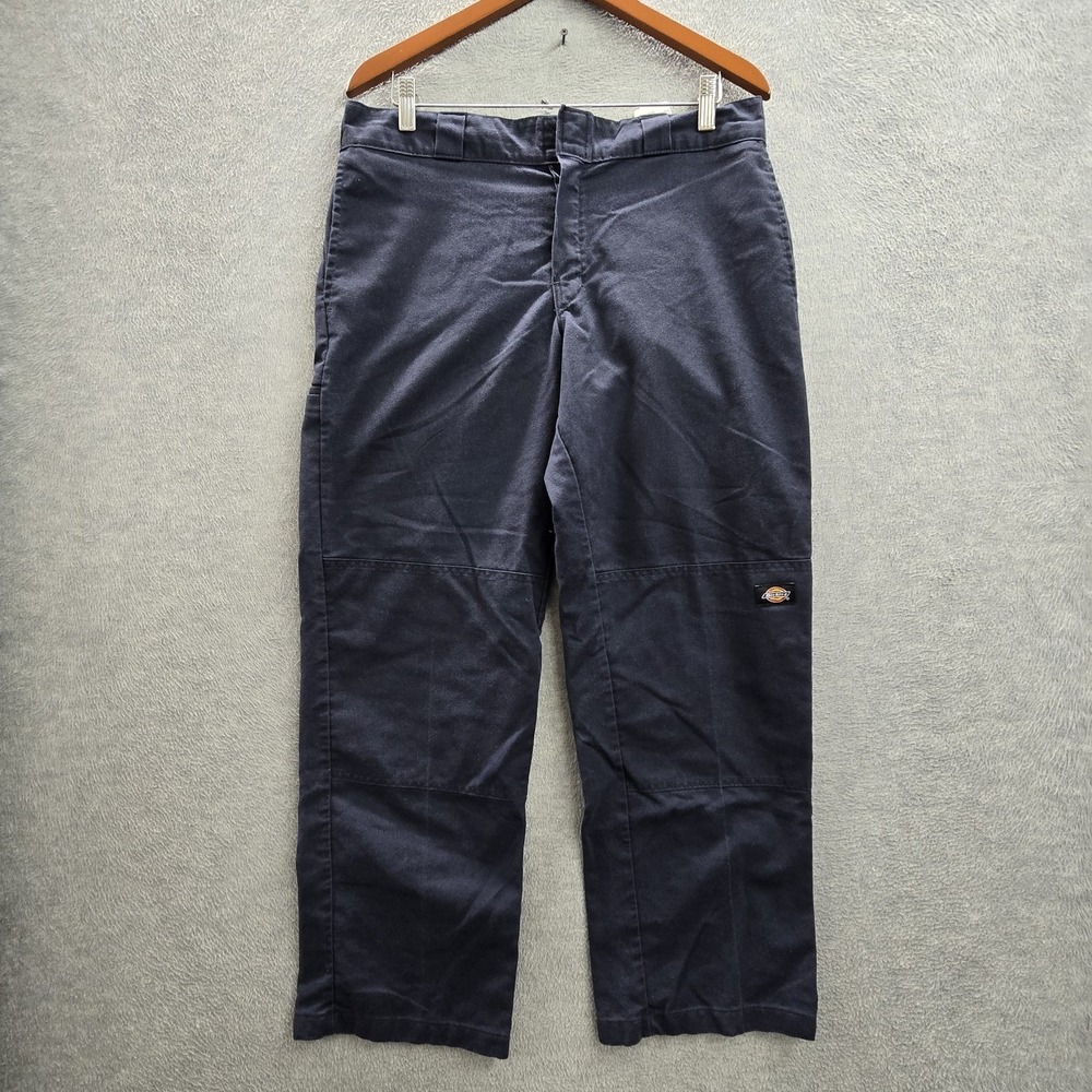 Dickies Men Pants 34X30 Navy Khakis Twill FLEX Work Pants Zipper 26" Inseam Logo